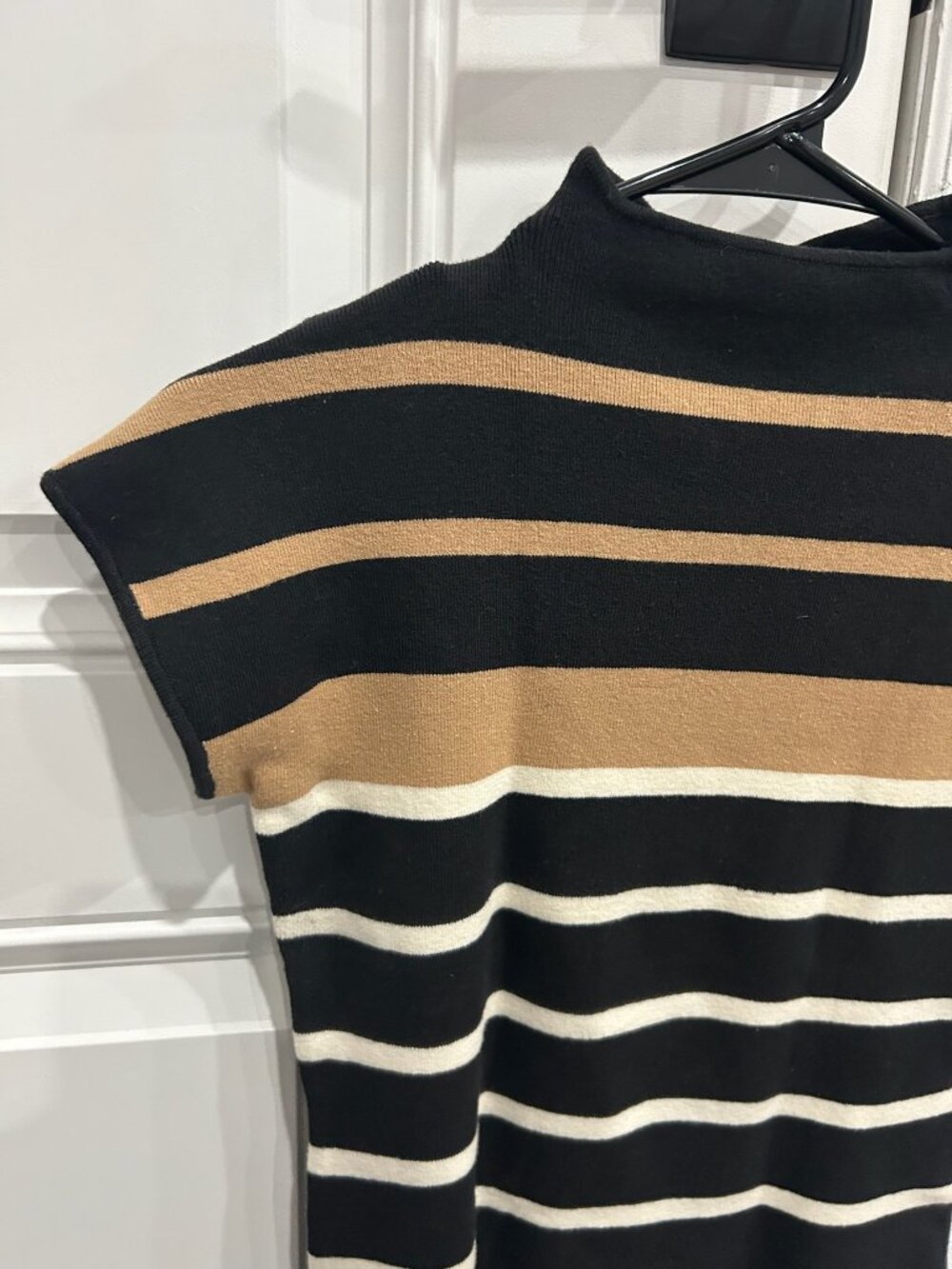 INC International Concepts Striped Mock Neck Short Sleeve Knit Sweater Top Chic - Picture 4 of 8